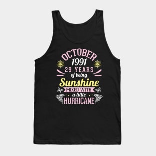 Born In October 1991 Happy 29 Years Of Being Sunshine Mixed Hurricane Mommy Daughter Tank Top